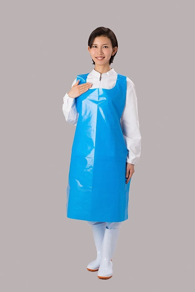 M-65DX B クリーンエプロンDX ショートブルー 50枚箱入