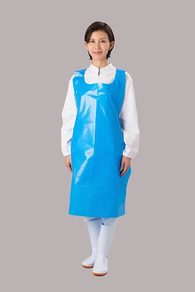 M-65DX B クリーンエプロンＤＸ ショートブルー 50枚箱入